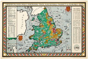イングランドとウェールズの地図 作： Leslie MacDonald Gill