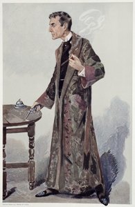 シャーロックホームズ、俳優ウィリアムジレットの虚栄心フェアからの漫画、1907 作： Leslie Matthew Ward