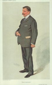 サーフィリップワッツ、海軍建設、1910年4月7日、バニティフェア漫画 作： Leslie Matthew Ward