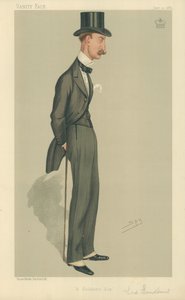 右首ロードサンドハースト、兵士の息子、1889年6月22日、バニティフェア漫画 作： Leslie Matthew Ward