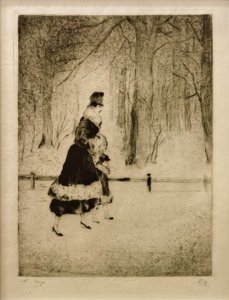 動物園で子供を持つ女性 作： Lesser Ury