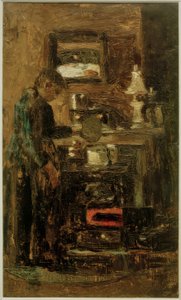 台所用レンジでの女性 作： Lesser Ury