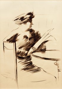 コーヒーIIで女性を読む 作： Lesser Ury