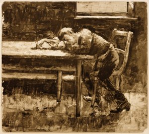 眠っている労働者 作： Lesser Ury
