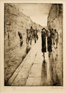 馬車の前で雨の中ベビーカー 作： Lesser Ury