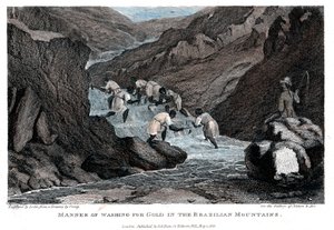 ブラジルの山で金を洗う方法、1814年 作： Lester