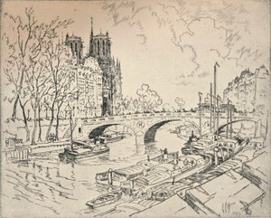 「ノートルダムのセーヌ川」、1915 作： Lester George Hornby