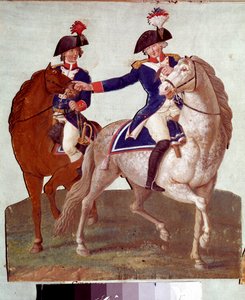 副官に指示を出すパリ軍の司令官：1789年の革命時の兵士の表現。Lesueur兄弟のガッシュ。18世紀パリ、カルナヴァレ美術館