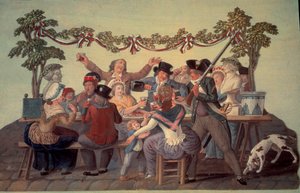 1789年のフランス革命。「共和国の食事」。ルスール家のグワッシュ（18世紀 作： Lesueur Brothers