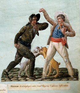 フランス革命：戦う二人の市民ルスール家のグワッシュ（18世紀 作： Lesueur Brothers