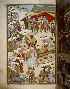 オットマン帝国：イスタンブールのバザール 1720年頃（細密画） 作： Levni Levni