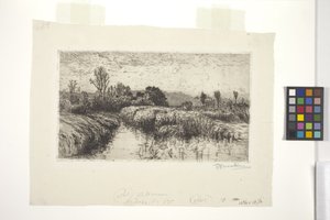 3月の午後、バイエルン州シュライスハイム（エッチング） 作： Lewis Henry Meakin