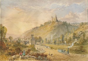 アルトン-鉄道駅から：水彩画、nd [c1830-1840] 作： Lewis John Wood