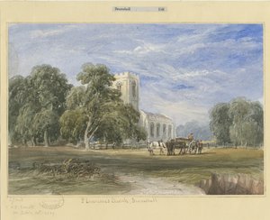 ブラムシャル教会：水彩画、nd [c1830-1840] 作： Lewis John Wood
