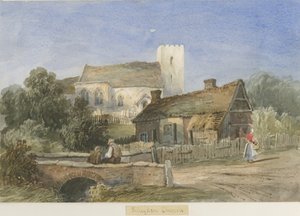 キングストーン教会：水彩画、ND [c1830-1840] 作： Lewis John Wood