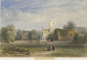 リー教会：水彩画、nd [c1830-1840] 作： Lewis John Wood