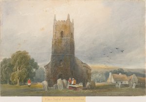 ウォーズロー教会：水彩画、ND [c1830-1840]