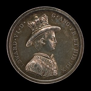 エドワード6世（1537-1553）、イングランド王 1547年 1552年に設立されたクライスト病院の学校のメダル 作： Lewis Pingo