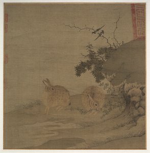 カササギと野生のウサギ、1200年代。 作： Li Yong