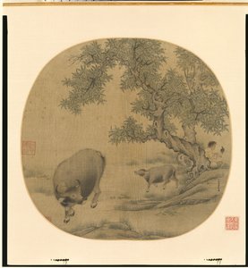 男、バッファロー、子牛、1205 年または 1265 年。 作： Li You