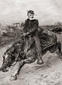アメリカ南北戦争時の派遣ライダー（1887年発行の『センチュリー・マガジン』より）（エングレーヴィング 作： Unbekannt Unbekannt