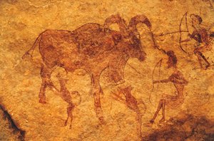 射手、犬、有蹄動物、洞窟壁画、タッシリ・ナジェール（ユネスコ世界遺産登録 作： Unbekannt Unbekannt