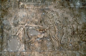 馬車付きバスレリーフ エジプト、テル・エル・マルナのネクロポリス エジプト文明、新王国時代、第18王朝