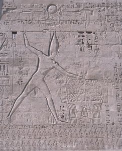 エジプト、ルクソール、メディネトハブの神殿の壁に描かれた彫刻 作： Unbekannt Unbekannt