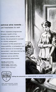 避妊具、女性用避妊具の広告。"彼女が必要とするアドバイス 作： Unbekannt Unbekannt