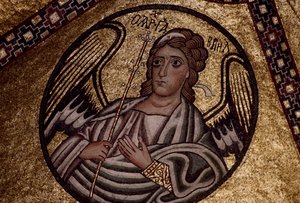 天使の像 10世紀初頭に設立されたギリシャのホシオス・ルカス修道院のモザイク画