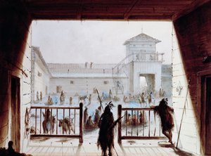 ララミー砦」アルフレッド・ジェイコブ・ミラー（1810-1874）作、水彩、アメリカ 作： Unbekannt Unbekannt