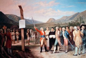 1606年、クリストバル・デ・トロヤによるイバラダの街の創設（エクアドル 作： Unbekannt Unbekannt