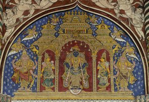 ヴィスヌを描いたフレスコ画（インド、タミル・ナードゥ州、タンジャヴール・マラーター宮殿 作： Unbekannt Unbekannt