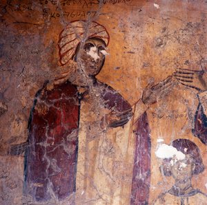 ギリシャ、クレタ島カンダノスの教会のフレスコ画（写真