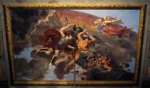 イタリア、トスカーナ州ルッカ、ドゥカーレ宮殿、王室アパートメントの寝室の天井のフレスコ画 詳細 作： Unbekannt Unbekannt