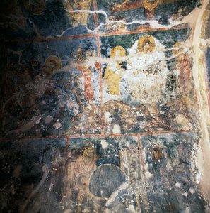 ギリシャ・クレタ島ディアヴァイデのアギオス・ゲオルギオス修道院の天井のフレスコ画（写真