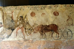 冥界への旅」イタリア・カンパニア州パエストゥムのアンドリウオロ-ラゲットのネクロポリスのフレスコ画 古代ギリシャ文明、マグナ・グラエキア、紀元前4世紀 (写真) 作： Unbekannt Unbekannt