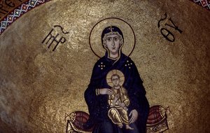 10世紀初頭に設立されたギリシャのホシオス・ルカス修道院内の聖母マリアのモザイク画 作： Unbekannt Unbekannt