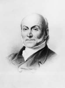 1825年から1829年まで第6代大統領を務めたアメリカの外交官・政治家、ジョン・クインシー・アダムズ（1767-1848）の肖像、ジョージ・ピーター・アレキサンダー・ヒーリー（1818-1894）の絵の後に彫られたもの。