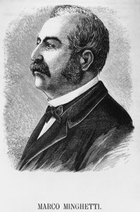 イタリアの経済学者・政治家で、1863年から1864年、1873年から1876年にイタリア王国の首相を務めたマルコ・ミンゲッティ（1818-1886）の肖像（エングレービング 作： Unbekannt Unbekannt