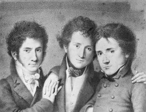 イタリアの愛国者であるフィリッポ・ウゴーニ（1794-1877）、アンドレア・トネッリ（1793-1859）、ジョヴィタ・スカルヴィーニ（1791-1843）のポートレートです。 作： Unbekannt Unbekannt