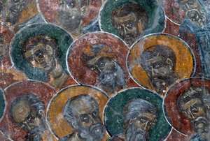 聖人たち（ギリシャ、クレタ島、アニサラキのアギア・パラスケヴィ教会の天井のフレスコ画）（写真 作： Unbekannt Unbekannt
