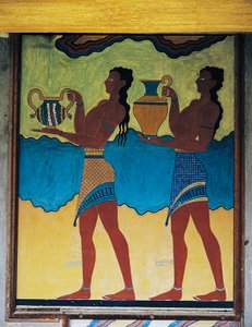 花瓶を運ぶ召使たち（ギリシャ・クレタ島クノッソス宮殿のフレスコ画、ミノア文明の時代