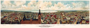 ウィスコンシン州ミルウォーキーのパノラマ ビュー市庁舎の塔から撮影 / The Gugler Lithographic Co 作： Library of Congress