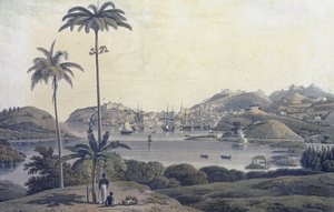 ウィリアムダニエル（1769-1837）によって彫刻されたベルモントエステートから撮られたグレナダ島のセントジョージの町の眺め、1810年頃 作： Lieutenant Colonel J. Wilson