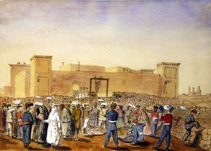 マルタ共和国コラディーノ刑務所での絞首刑の様子 作： Lieutenant Dudley Maryon Wilson