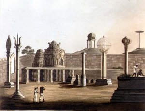 バンガロールのムーア人のモスク、エドワード・オルム（1774-1820）が出版した「マイソール王国の絵入り風景」のプレート19、1804年（アクアチント）。