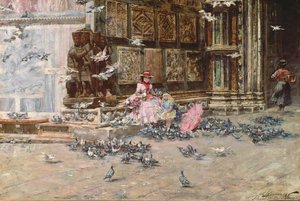 ハトに餌をやる 作： Lievan Herremans