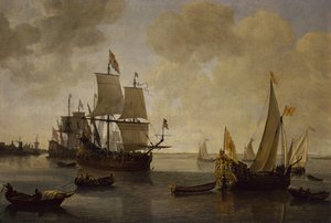 The States Yacht of Prince William II of Orange with other Shipping (oil on canvas)