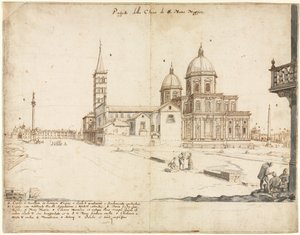 ローマの18の眺め：サンタマリアマッジョーレ大聖堂、1664年。 作： Lievin Cruyl